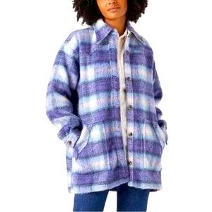 Free People x Wrangler / Oversized Western Shacket / Boho Plaid Jacket